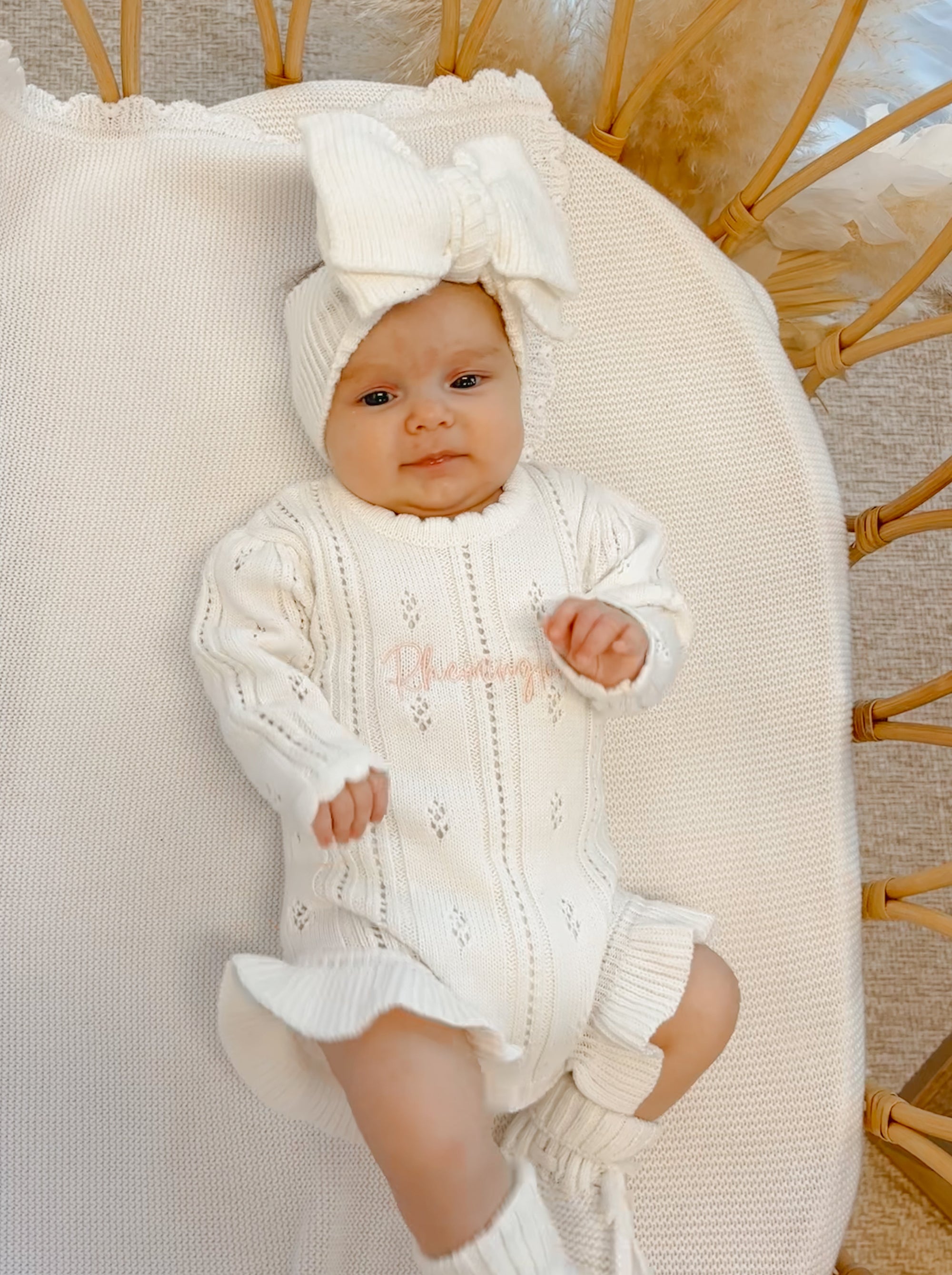 Margot Long Sleeve Frill Leg Romper - Milk