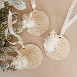 Teacher/Educator Dried Floral Personalised Bauble