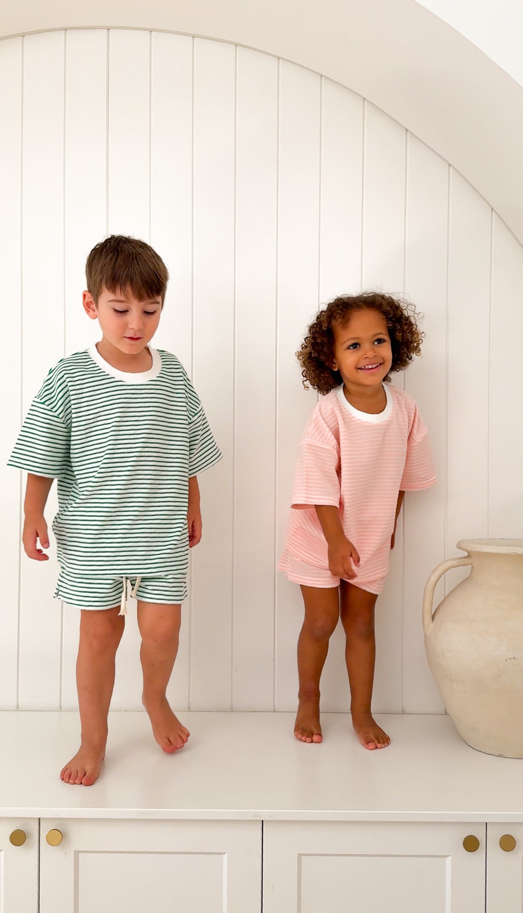 Kids Stripe Terry Set - Blush
