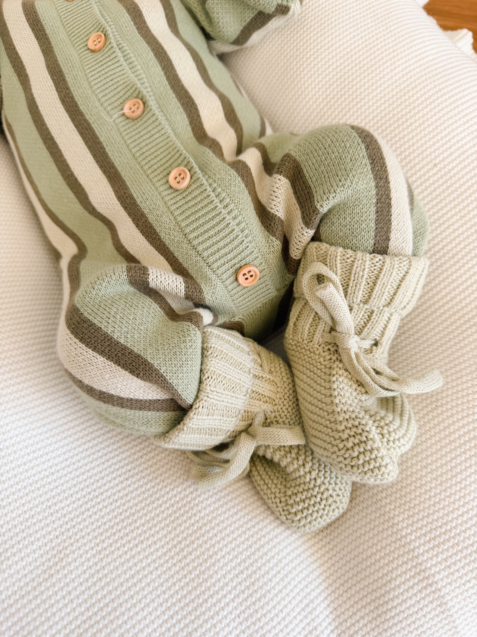 Olive Stripe Knit Romper