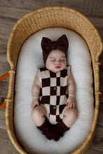 Load image into Gallery viewer, Espresso Check Knit Romper