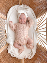 Load image into Gallery viewer, Cable Knit Romper &amp; Topknot Bundle - Pink Lemonade