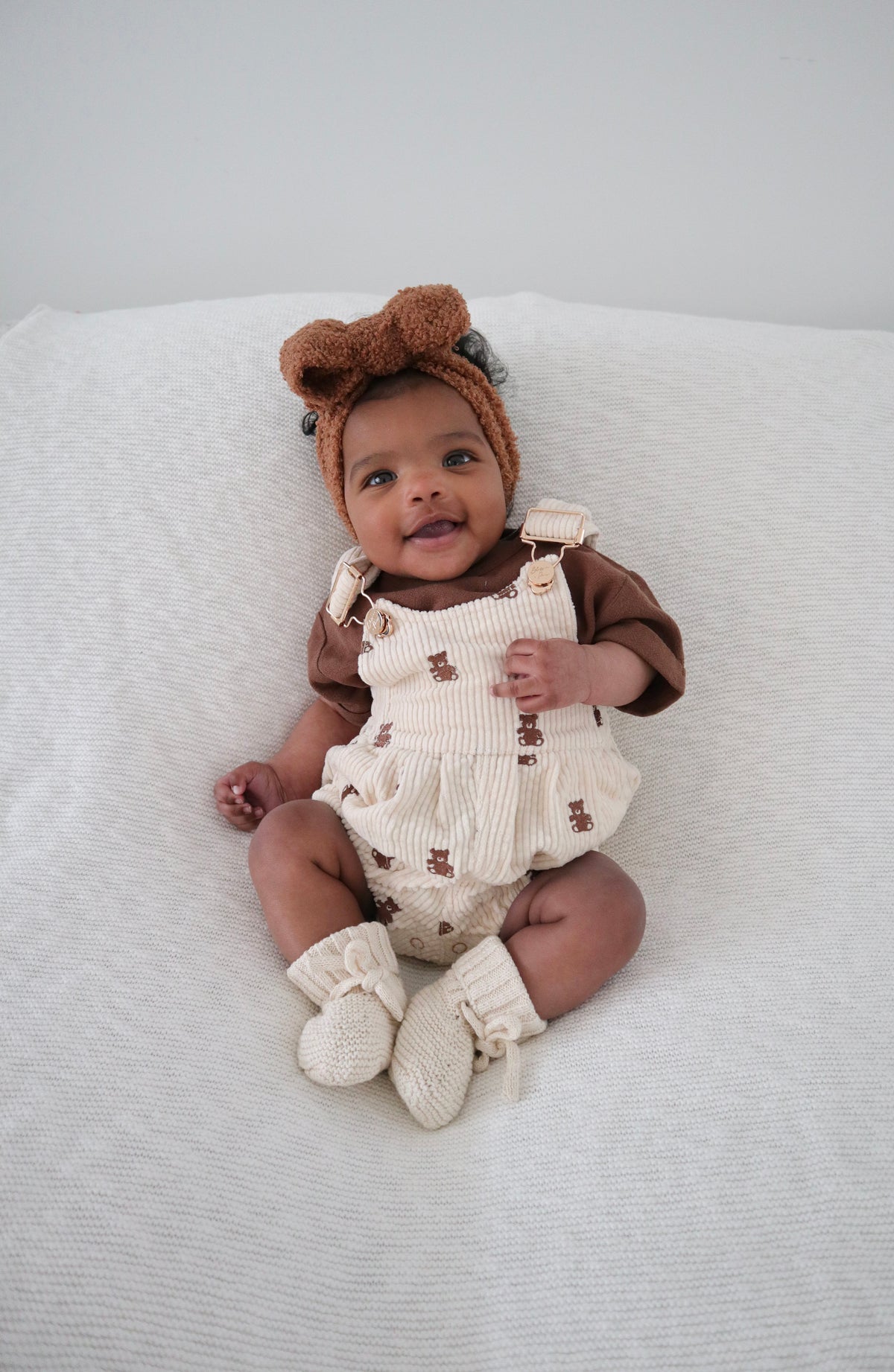 Corduroy Overall Romper - Teddy Bear