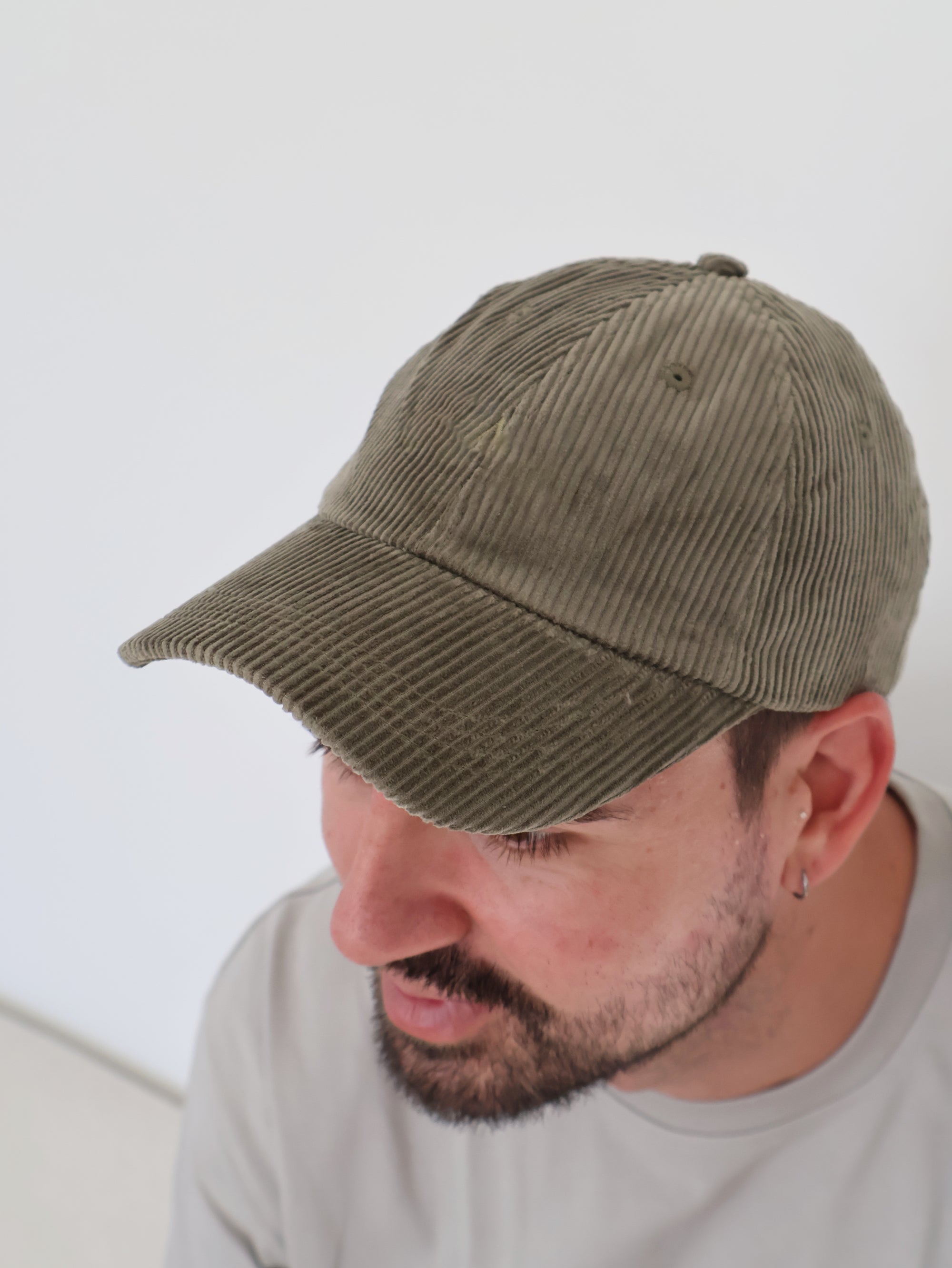 Personalised Adult Corduroy Curve Brim Cap - Moss
