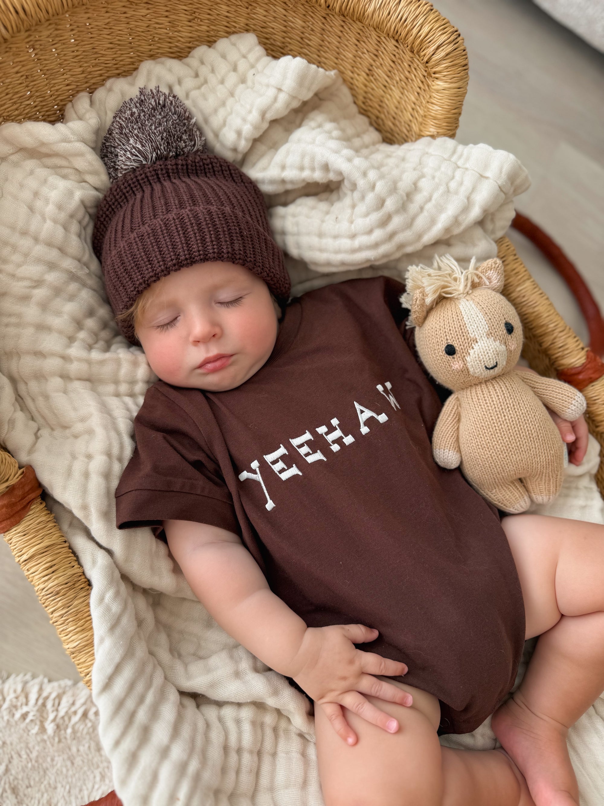 'Yeehaw' Slouch Romper - Espresso