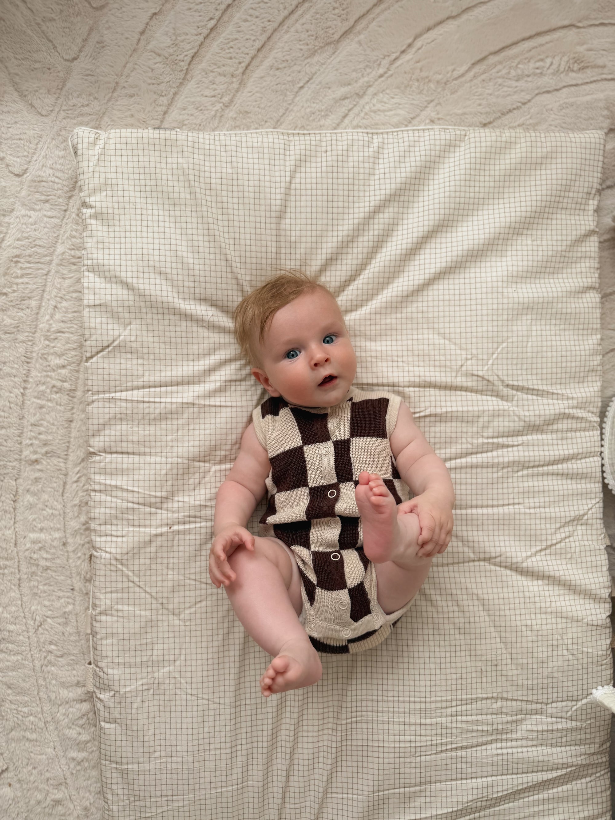 Espresso Check Knit Romper