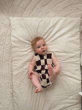 Load image into Gallery viewer, Espresso Check Knit Romper