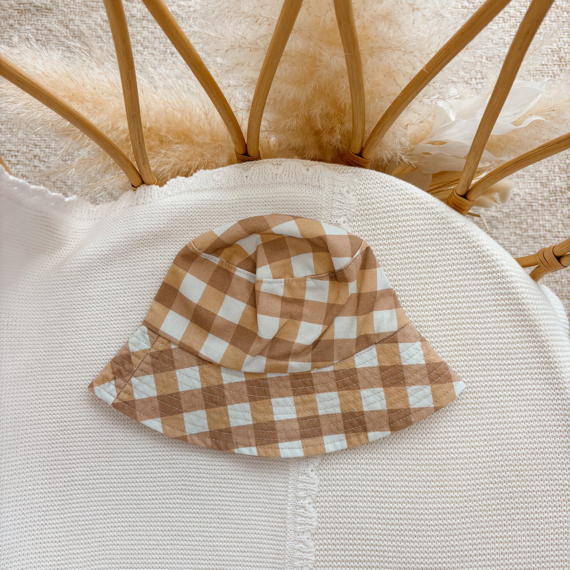 Toffee Gingham Bucket Hat