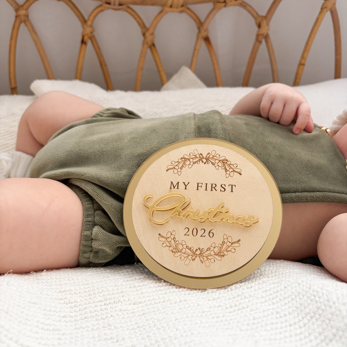 'My First Christmas 2026 ' round plaque