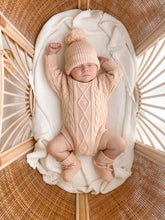 Load image into Gallery viewer, Cable Knit Romper &amp; Beanie Bundle - Pink Lemonade