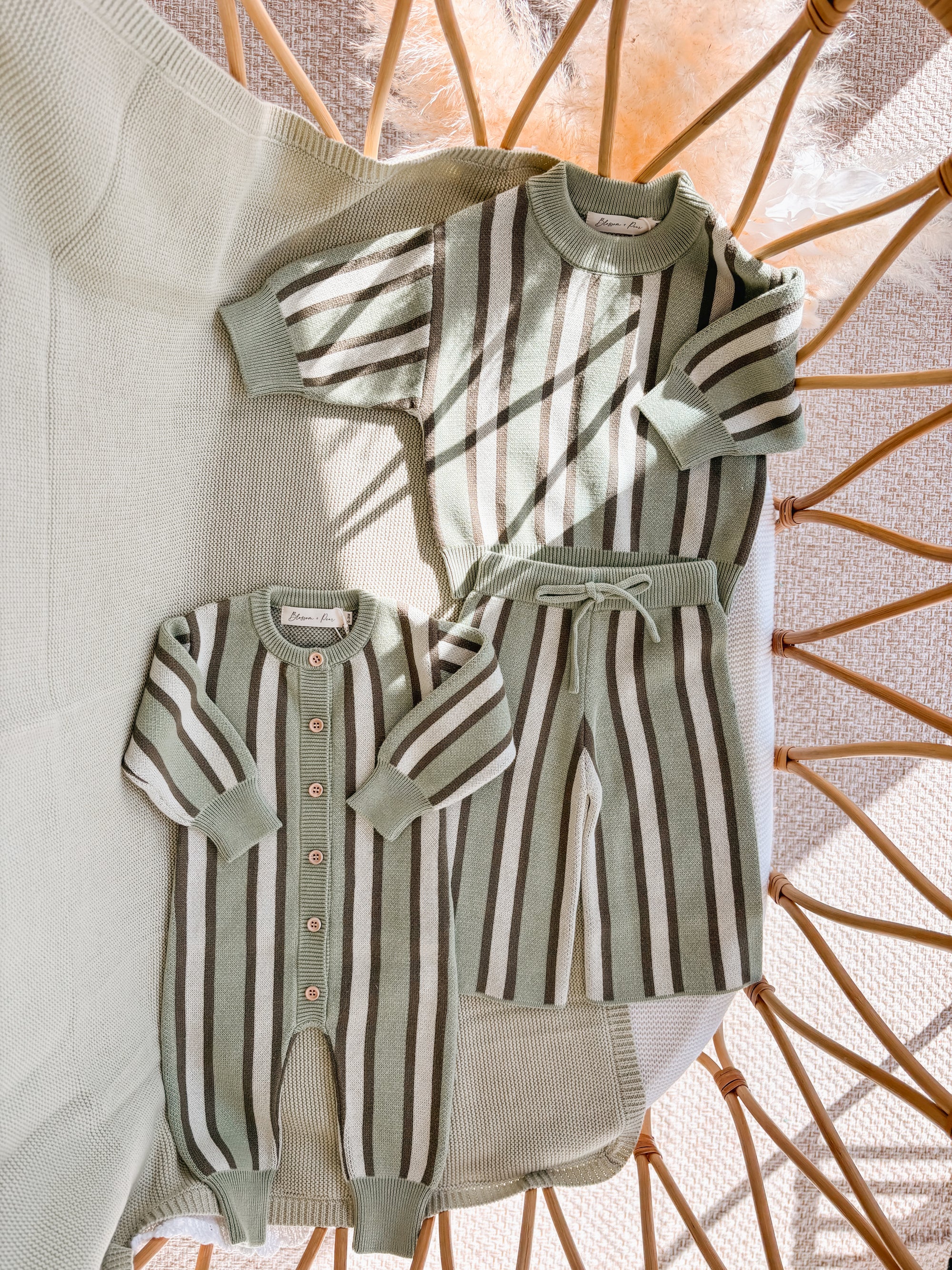 Olive Stripe Knit Set