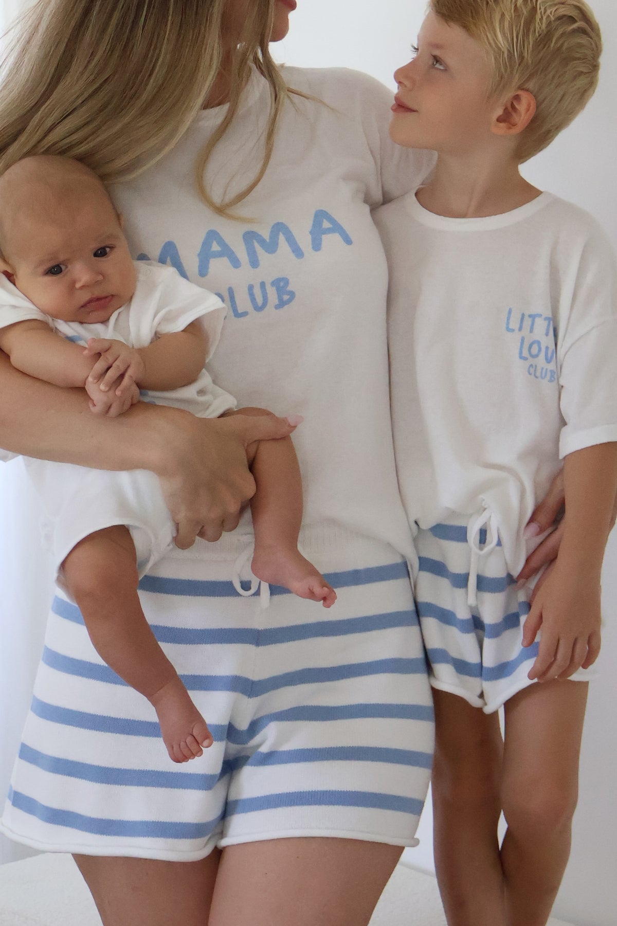'Little Love Club' Tee - White &amp; Blue - Dual Logo Design