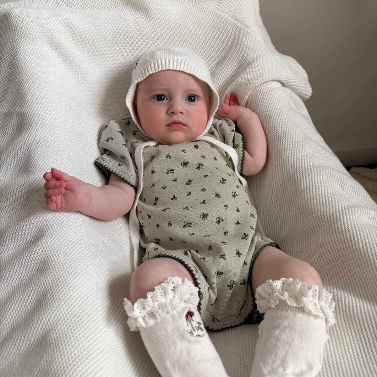 Pointelle Short Sleeve Romper
