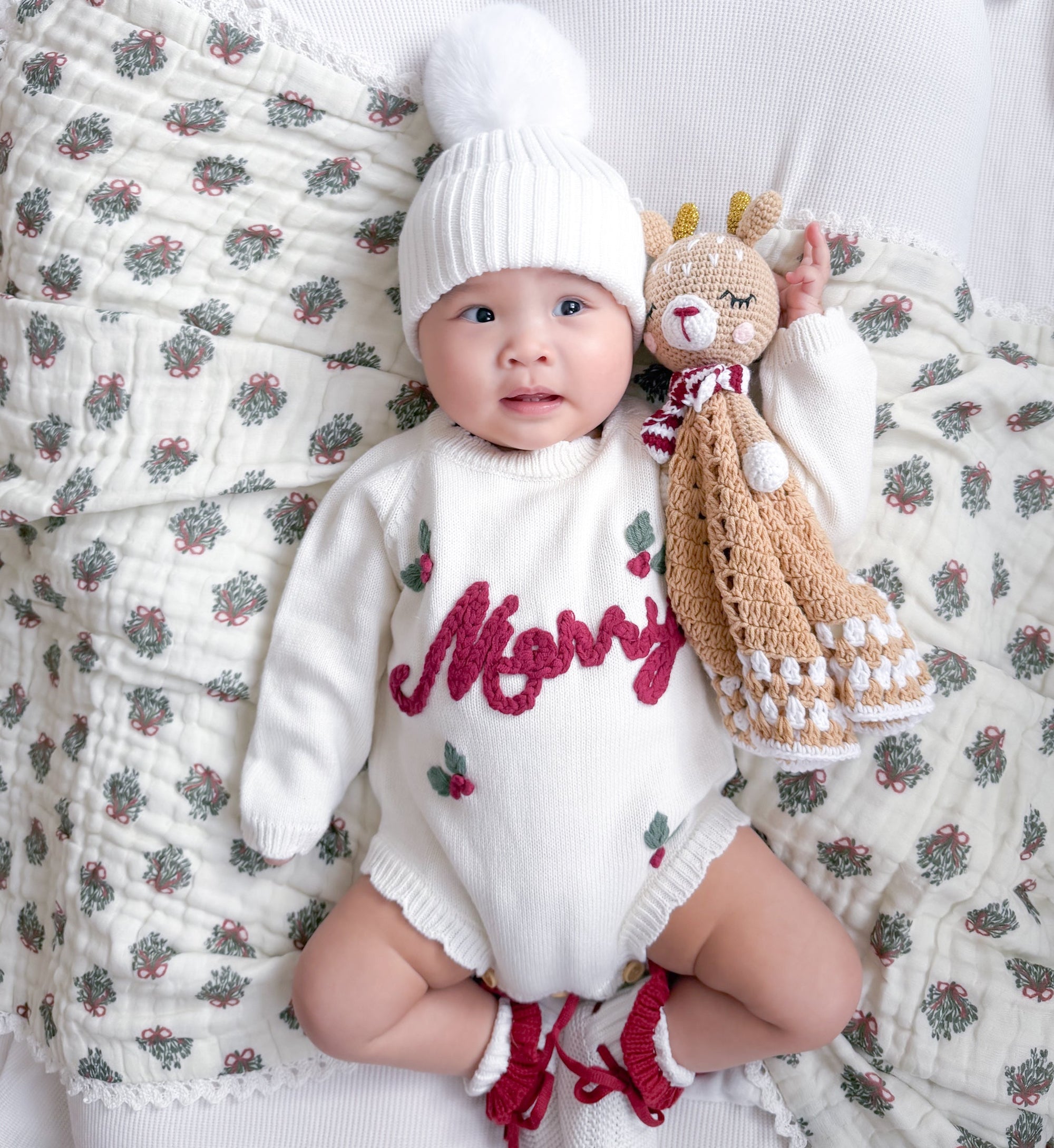 Merry Muse Long Sleeve Frill Knit Romper