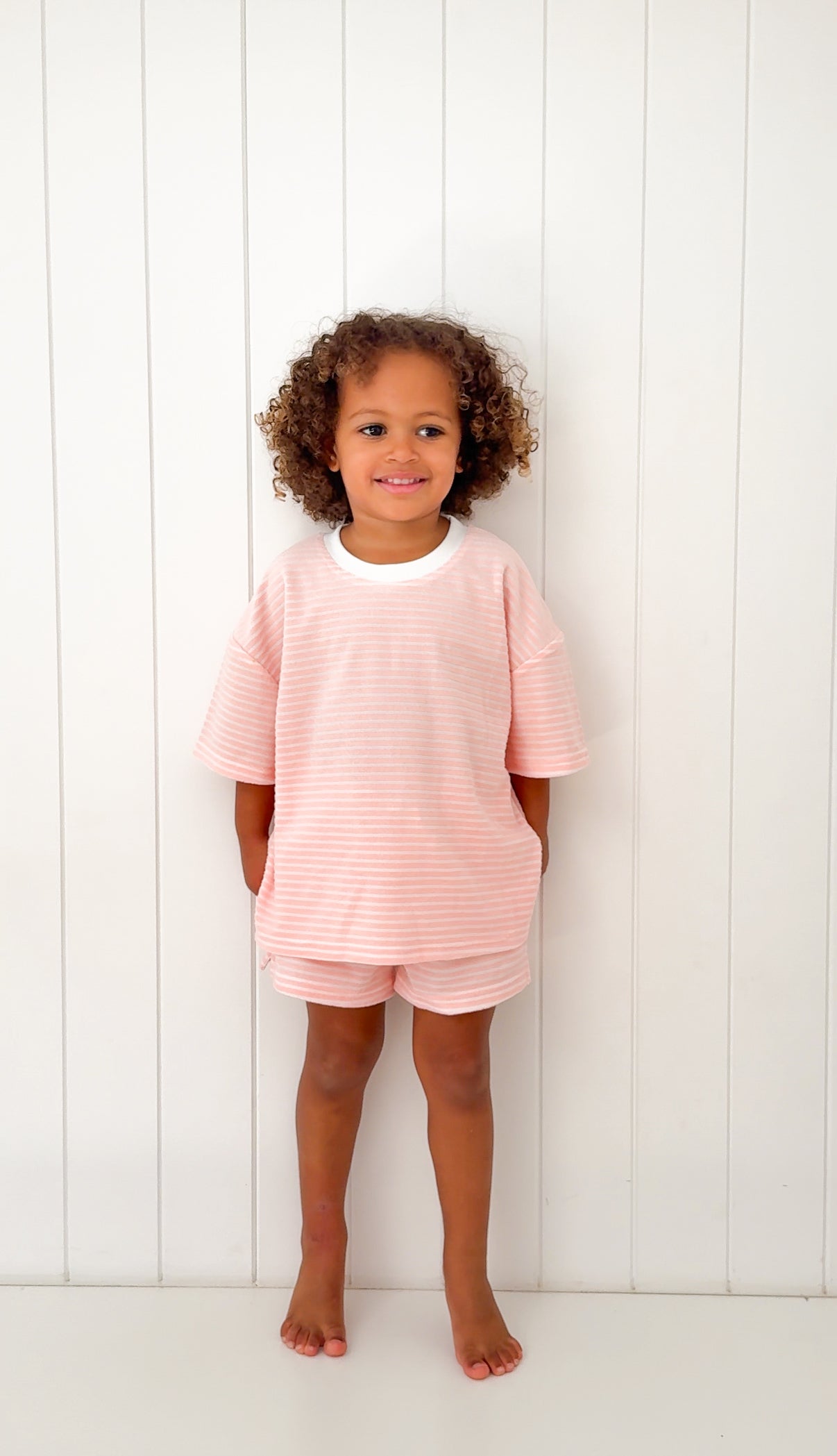 Kids Stripe Terry Set - Blush
