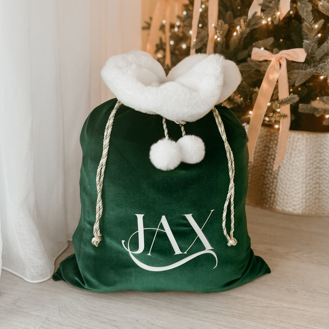 Personalised Holiday Santa Sack (New) - Emerald - PRE ORDER - Est. Dispatch Mid November