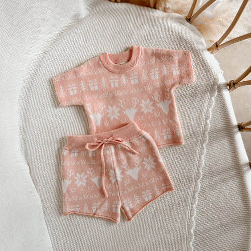 Blush Fair Isle 2 Piece Set - Short Sleeve