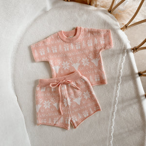 Blush Fair Isle 2 Piece Set - Short Sleeve