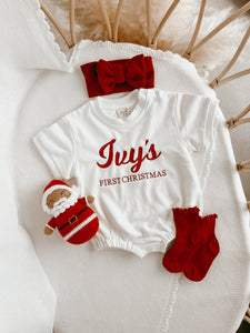 Personalised 'First Christmas' Bubble Romper - Short Sleeve