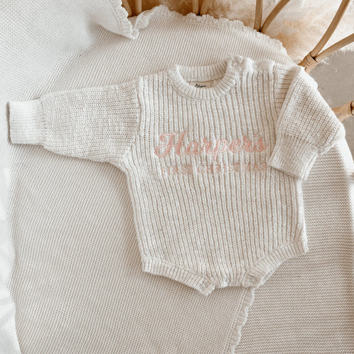 Personalised 'First Christmas' Chunky Knit Romper