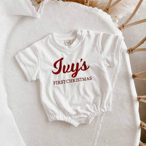 Personalised 'First Christmas' Bubble Romper - Short Sleeve