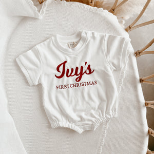 Personalised 'First Christmas' Bubble Romper - Short Sleeve