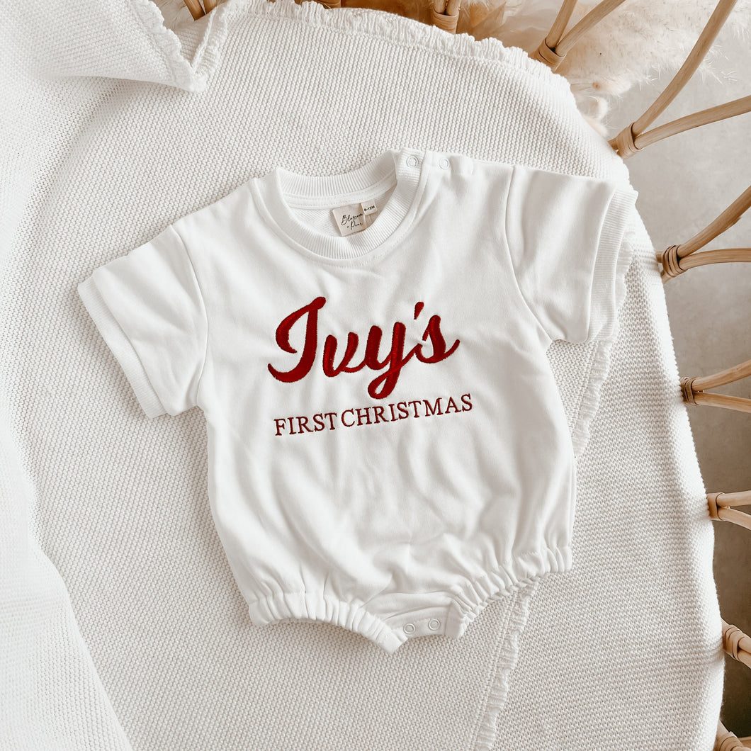 Personalised 'First Christmas' Bubble Romper - Short Sleeve