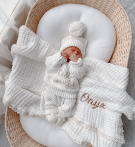 'Hello World' Mini Knit Sweater - Milk