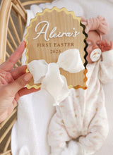 Load image into Gallery viewer, 'First Easter 2026' Arch Bow Plaque - Personalised