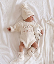 Load image into Gallery viewer, &#39;Hello World&#39; Chunky Knit Romper &amp; Beanie Bundle