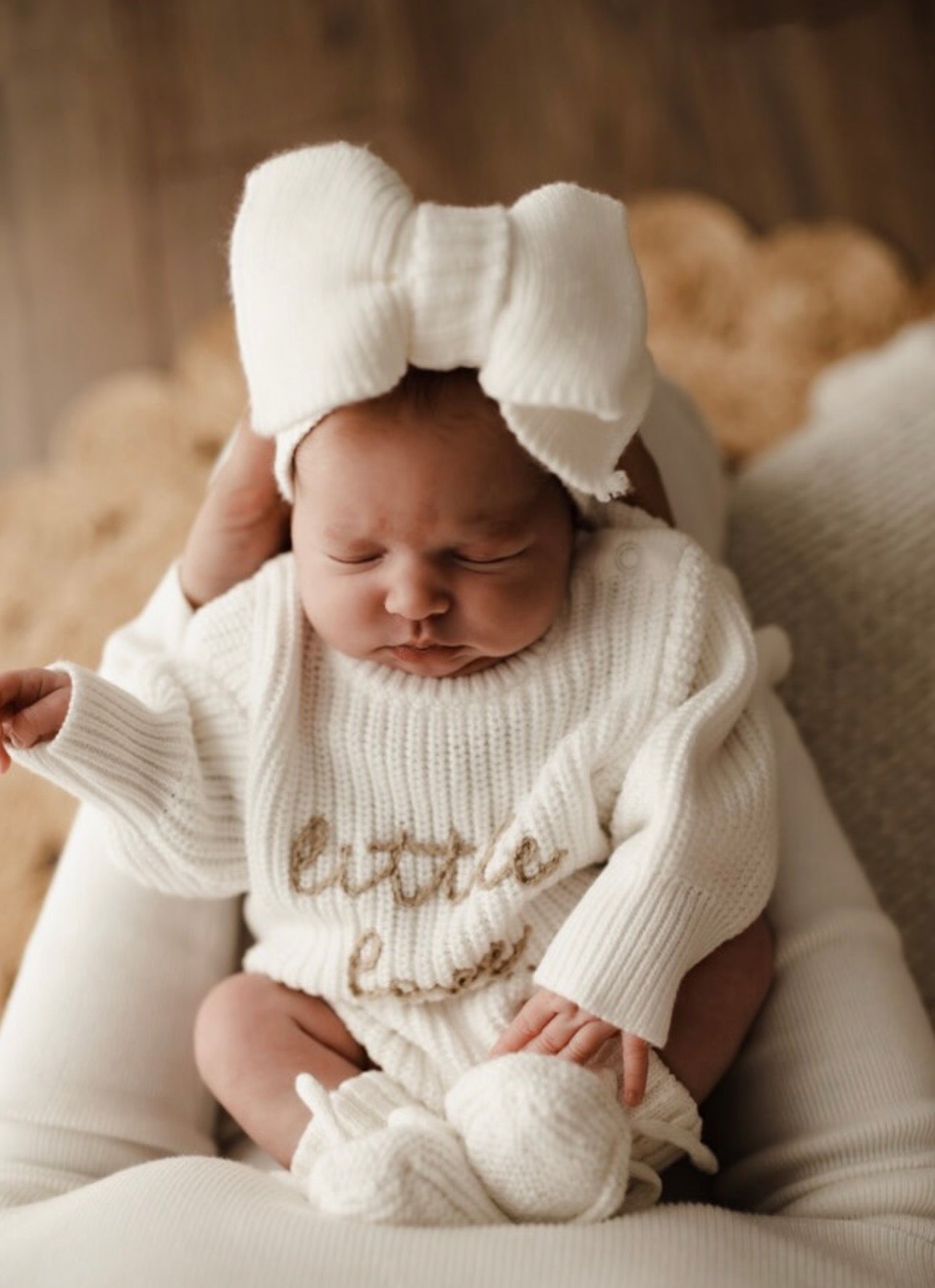 'Little Love' Long Sleeve Knit Romper - Milk