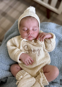 Honey Chunky Knit Romper & Bonnet Bundle