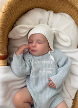 Load image into Gallery viewer, 'My First Easter' Long Sleeve Knit Romper - Powder Blue