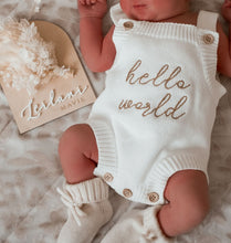 Load image into Gallery viewer, &#39;Hello World&#39; Singlet Mini Knit Romper - Milk