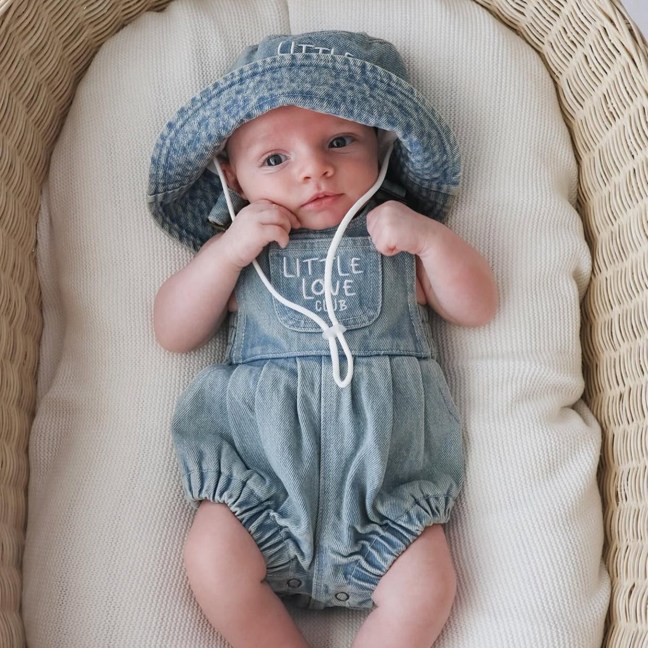 'Little Love Club' Vintage Denim Overall Romper