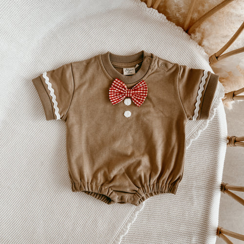Gingerbread Short Sleeve Bubble Romper - PRE ORDER - Est. Dispatch October
