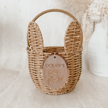 Load image into Gallery viewer, Easter Bunny Basket &amp; Personalised Basket Tag - Toffee/Gold Scallop