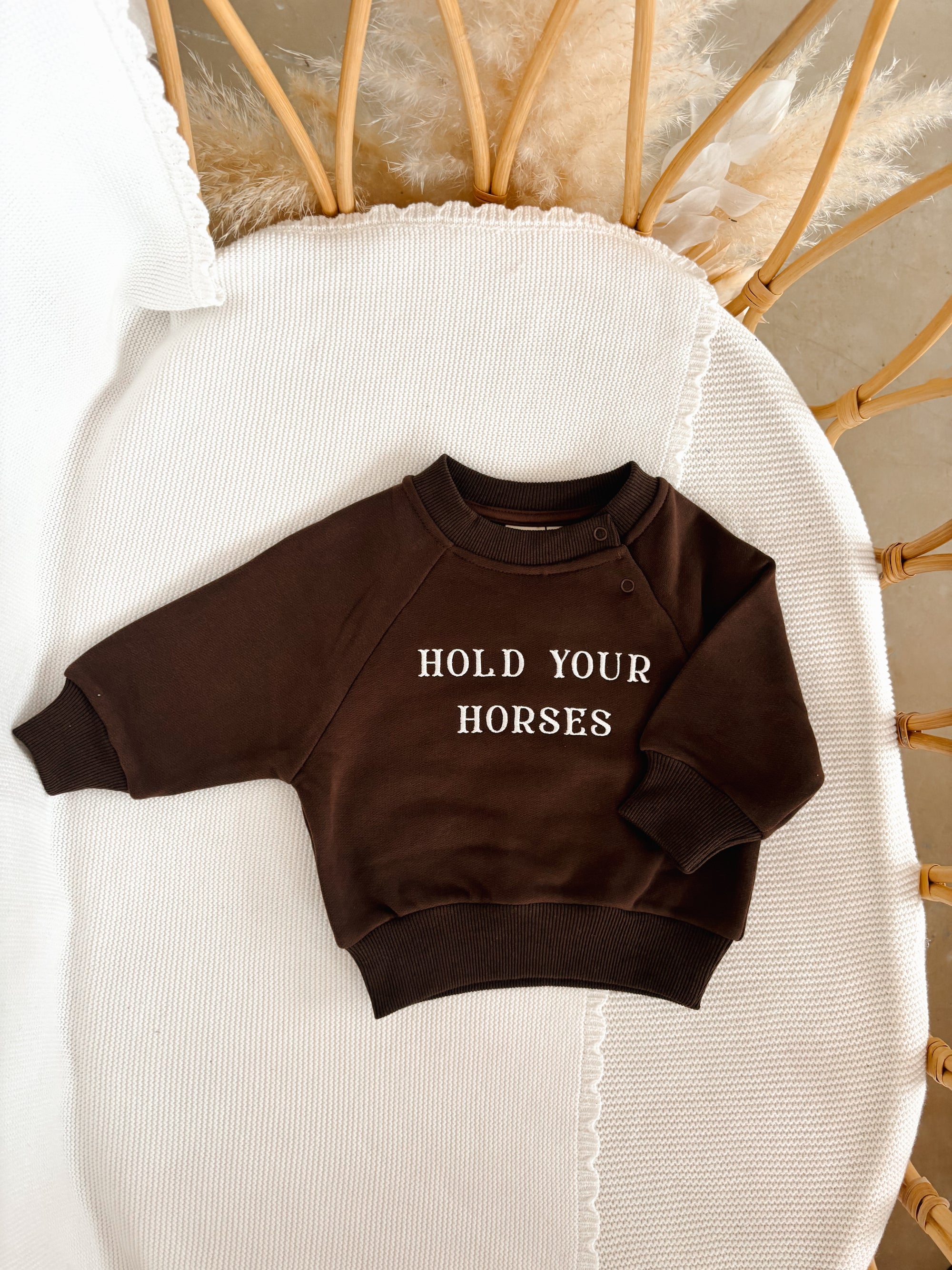 'Hold Your Horses' Crew Sweater - Espresso