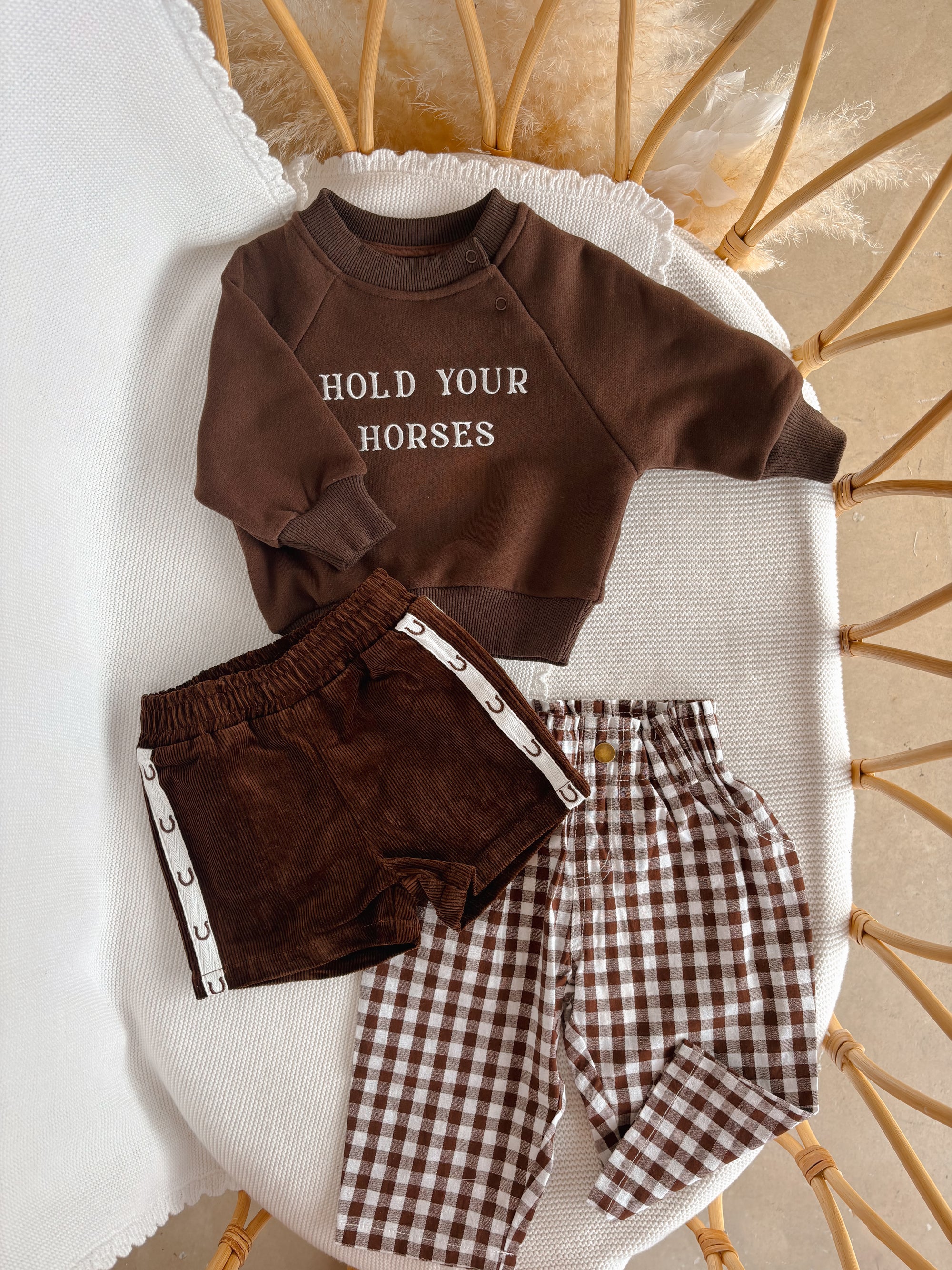 'Hold Your Horses' Crew Sweater - Espresso