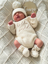 Load image into Gallery viewer, &#39;Hello World&#39; Chunky Knit Romper - Honey