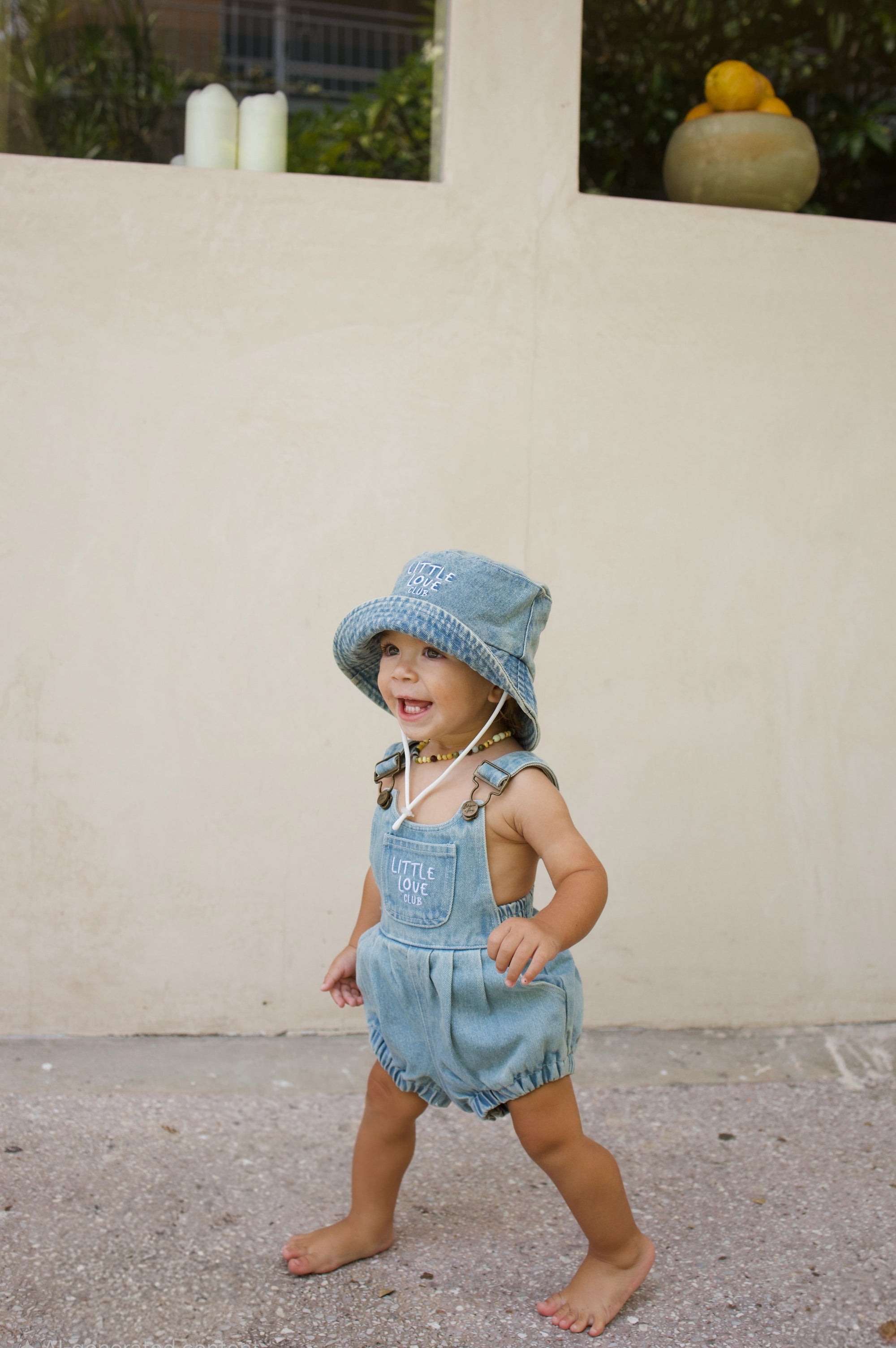 'Little Love Club' Vintage Denim Overall Romper