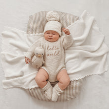 Load image into Gallery viewer, &#39;Hello World&#39; Chunky Knit Romper - Honey
