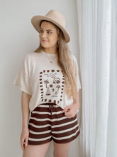 Load image into Gallery viewer, Ladies Knit Stripe Shorts - Brown