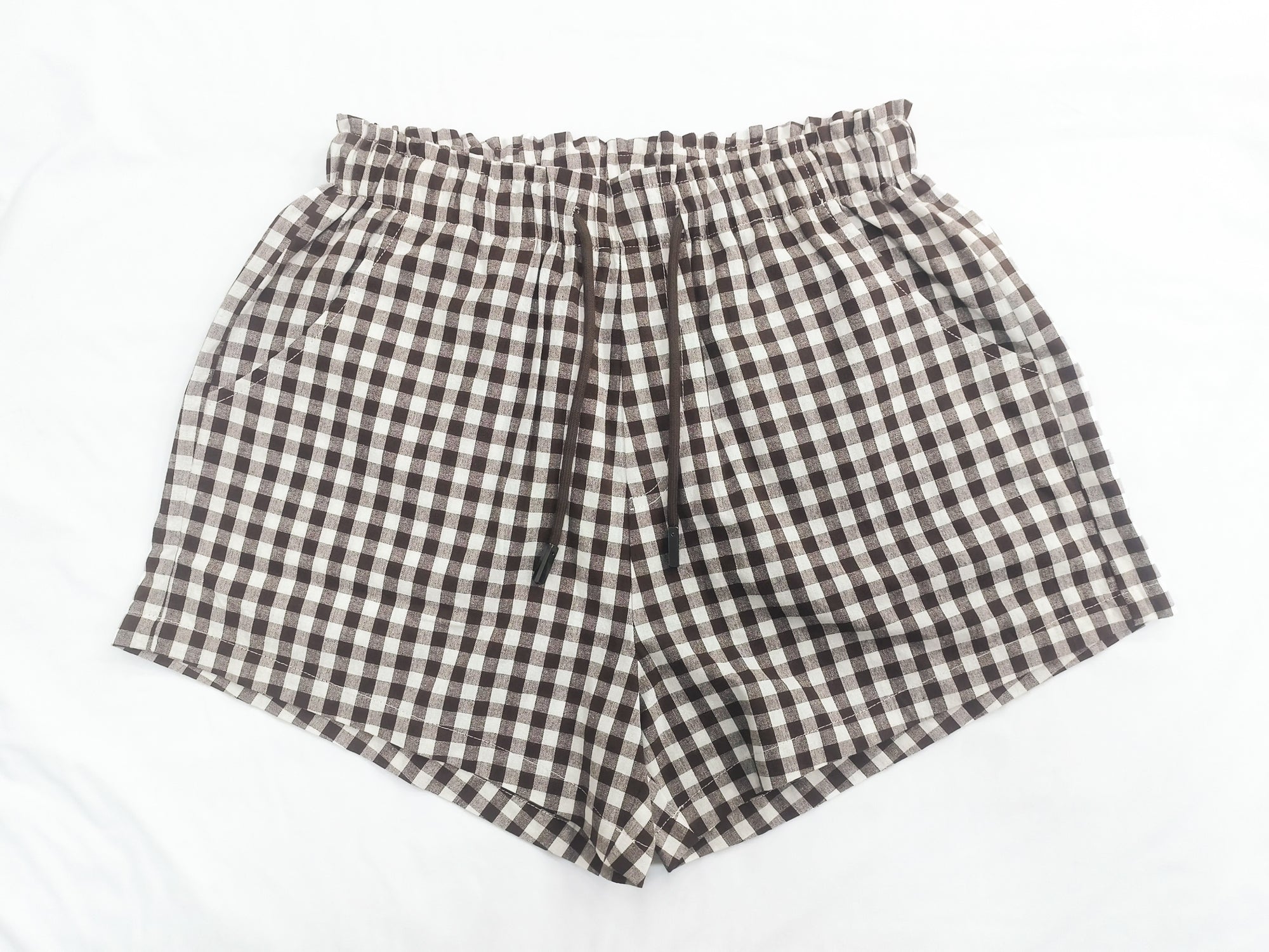 Ladies Cocoa Gingham Shorts