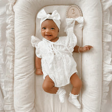 Load image into Gallery viewer, Sunflower Lace Flutter Sleeve Romper - PRE ORDER - Est. Dispatch Mid-February