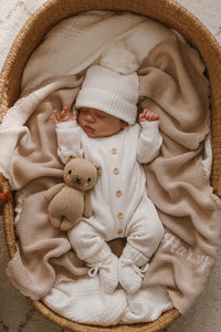 Ribbed Knit Romper & Beanie Bundle - Milk