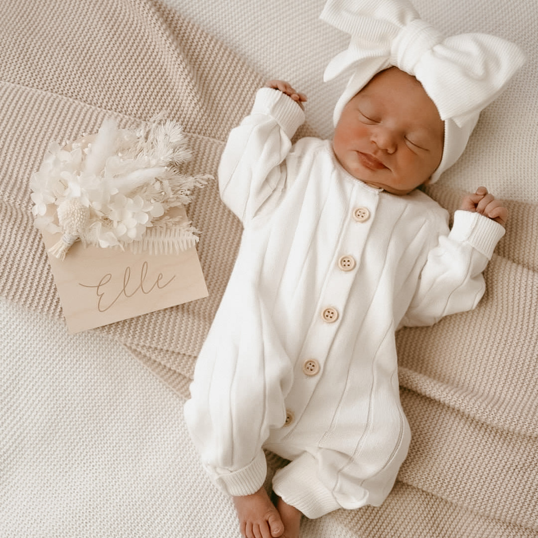 Ribbed Knit Romper - Milk