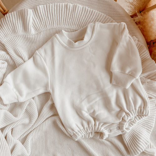 Long Sleeve Bubble Romper - Milk (Size 1Y & 2Y)
