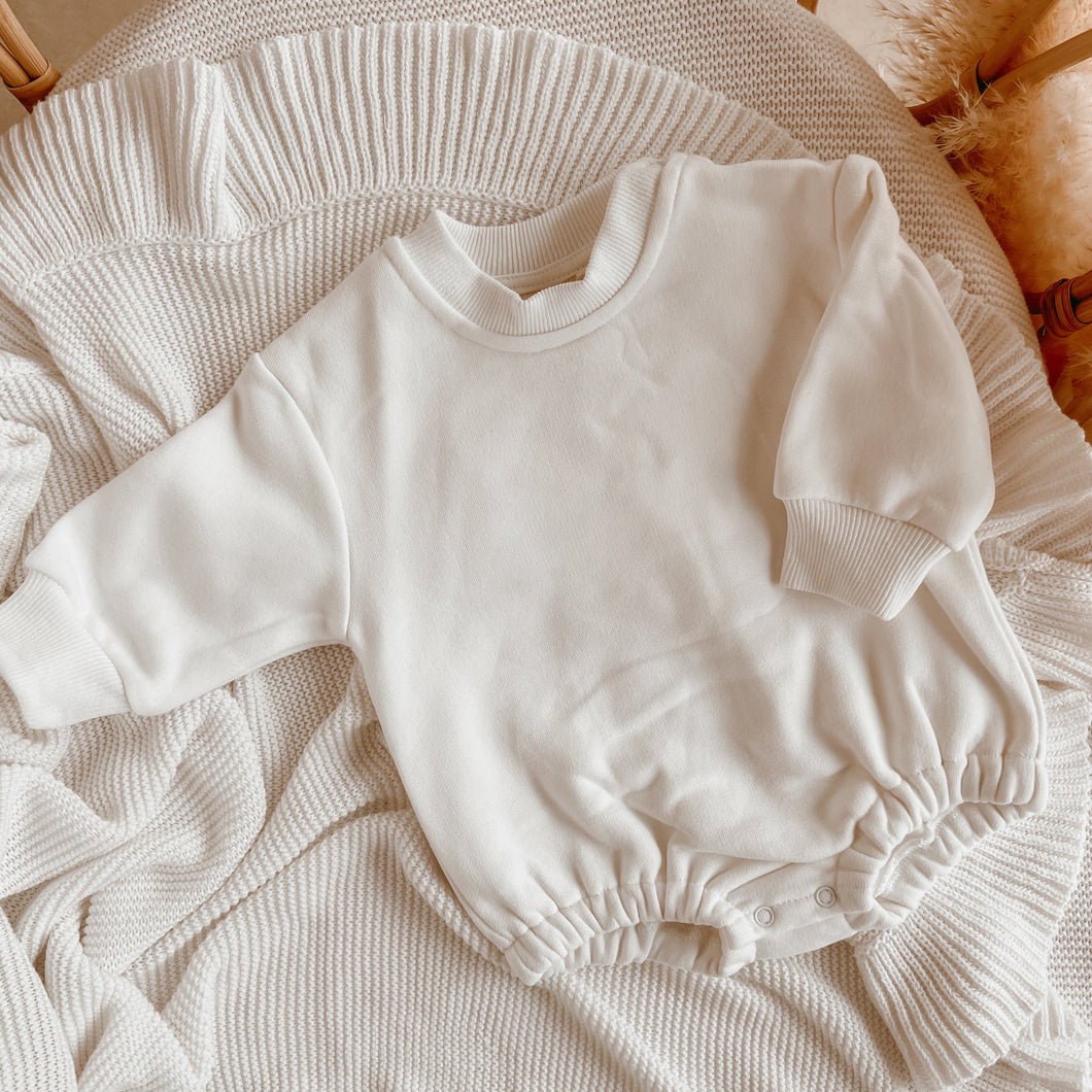 Long Sleeve Bubble Romper - Milk (Size 1Y & 2Y)