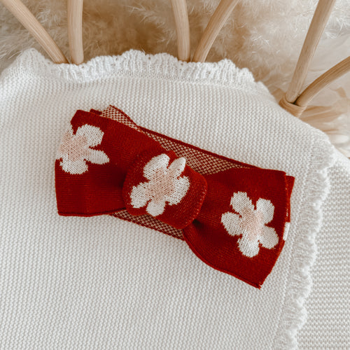 Knit Topknot - Red Posy